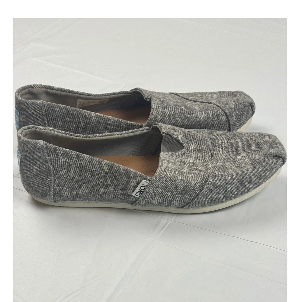 TOMS Womens Classic Alpargata Grey Heathered‎ Marl Canvas Slip On Flats Size 8.5